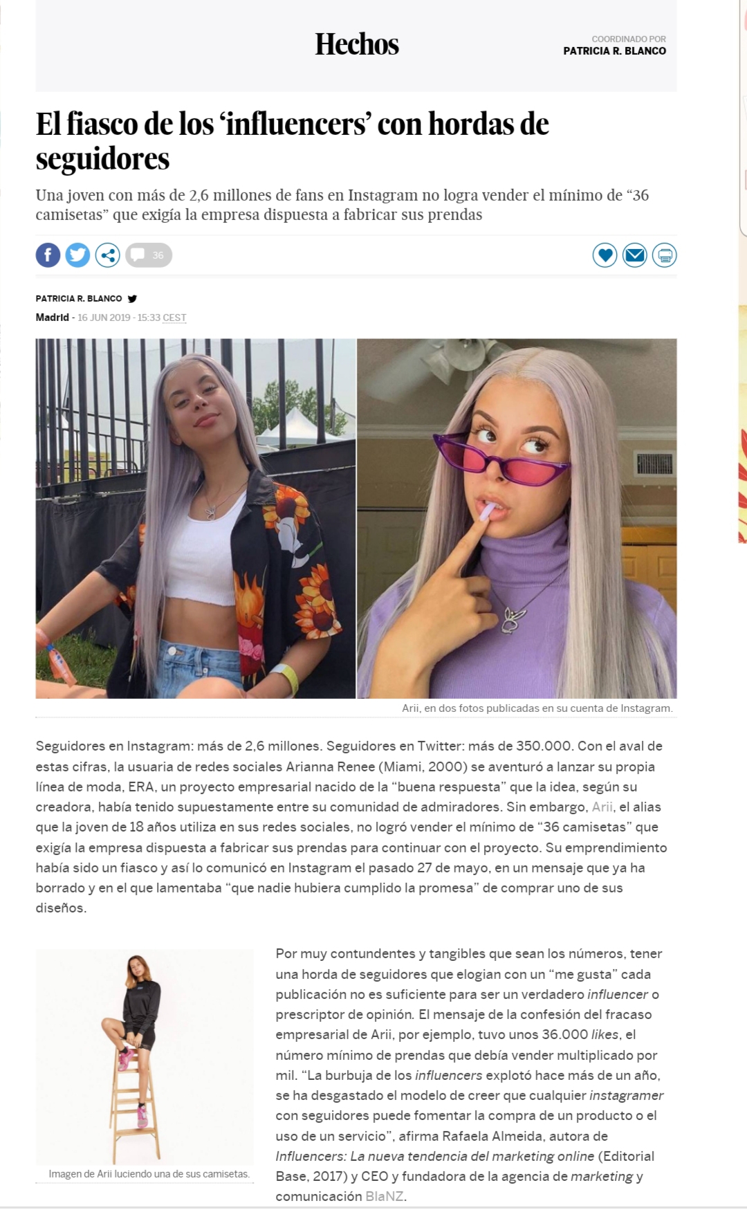 Entrevista Rafaela Almeida – Influencers, El País