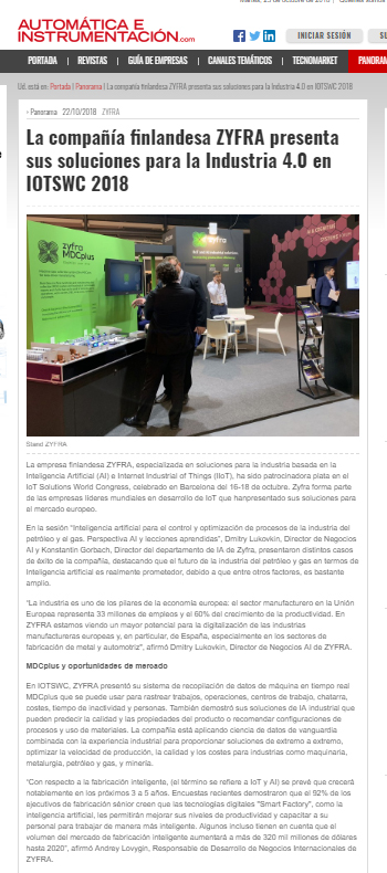 Zyfra – Automática e Instrumentación IOTSWC18