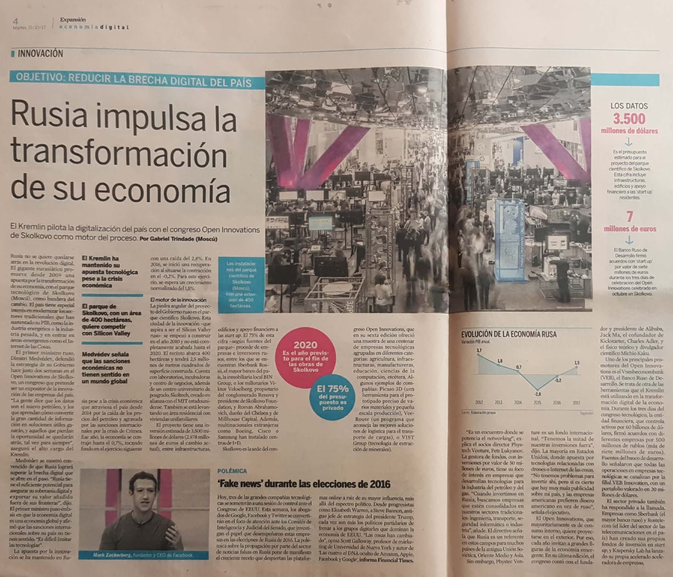 Expansión – Economía Digital – Octubre 2017 – Open Innovations 2017 – Agencia de Comunicación Barcelona, Agencia de Comunicación España
