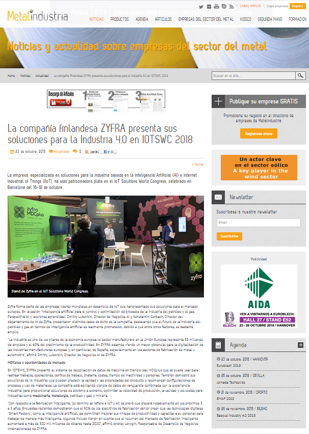Zyfra, Metal Industria – IOTSWC18