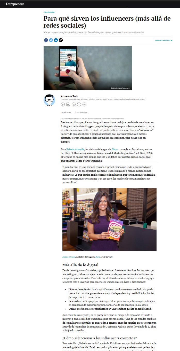 Entrevista Rafaela Almeida para Entrepreneur.com Influencer Marketing